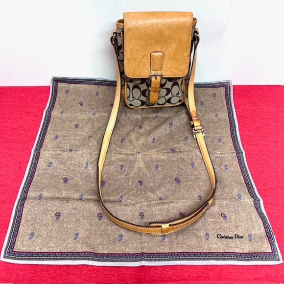 Men/Women Mini Coach Crossbody #6098 Leather & Convas  + Christian Dior  Handker - Picture 4 of 16